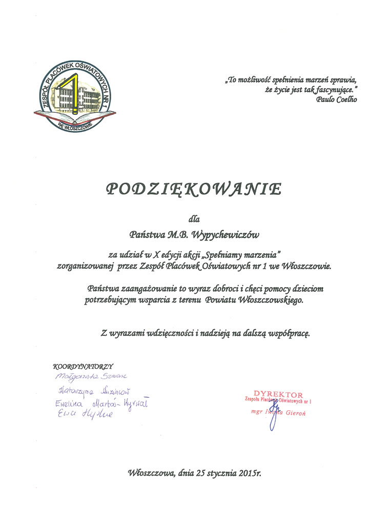 Od Kacpra i Jego rodziców